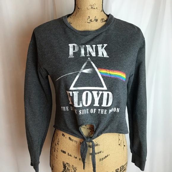 Pink Floyd Tops - Pink Floyd Tie Front Crop Top Sweatshirt